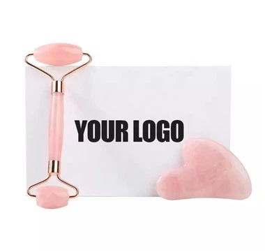 Nephrite Stone Pink Rose Quartz Jade Roller Og Gua Sha Sæt