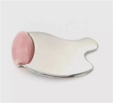 Rose Quartz Face rustfrit stål Jade Roller og Gua Sha