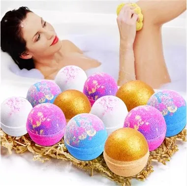 Farverige boblebadbomber