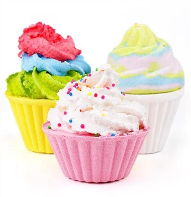 Farverig badebombe cupcake gavesæt